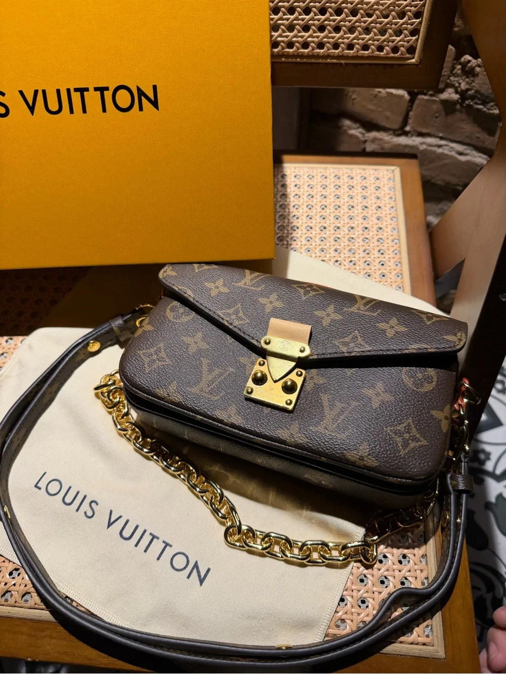 Louis Vuitton Monogram Canvas Crossbody with Gold Hardware